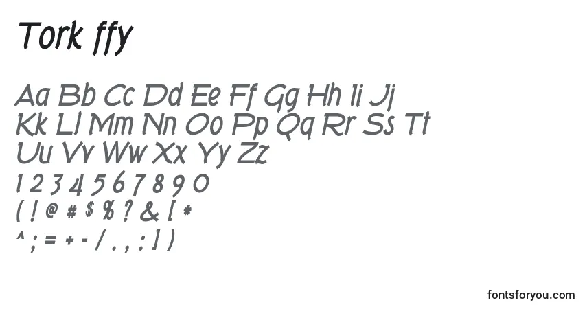 characters of tork ffy font, letter of tork ffy font, alphabet of  tork ffy font